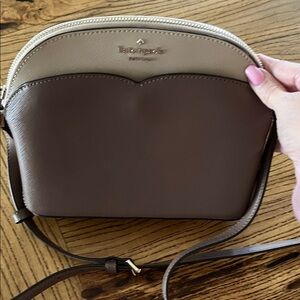 kate spade Two-Tone Brown and Beige Scalloped Crossbody